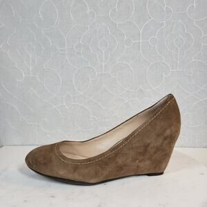 Franco Sarto Womens Zaina Shoes 8 Tan Suede Leather Wedge Slip On Round Toe